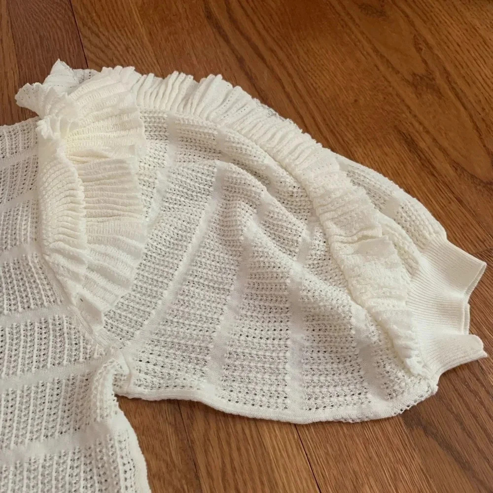 Ulla Johnson Cream Short Sleeve Sweater in Loose Knit Size XS - Picture 9 of 9